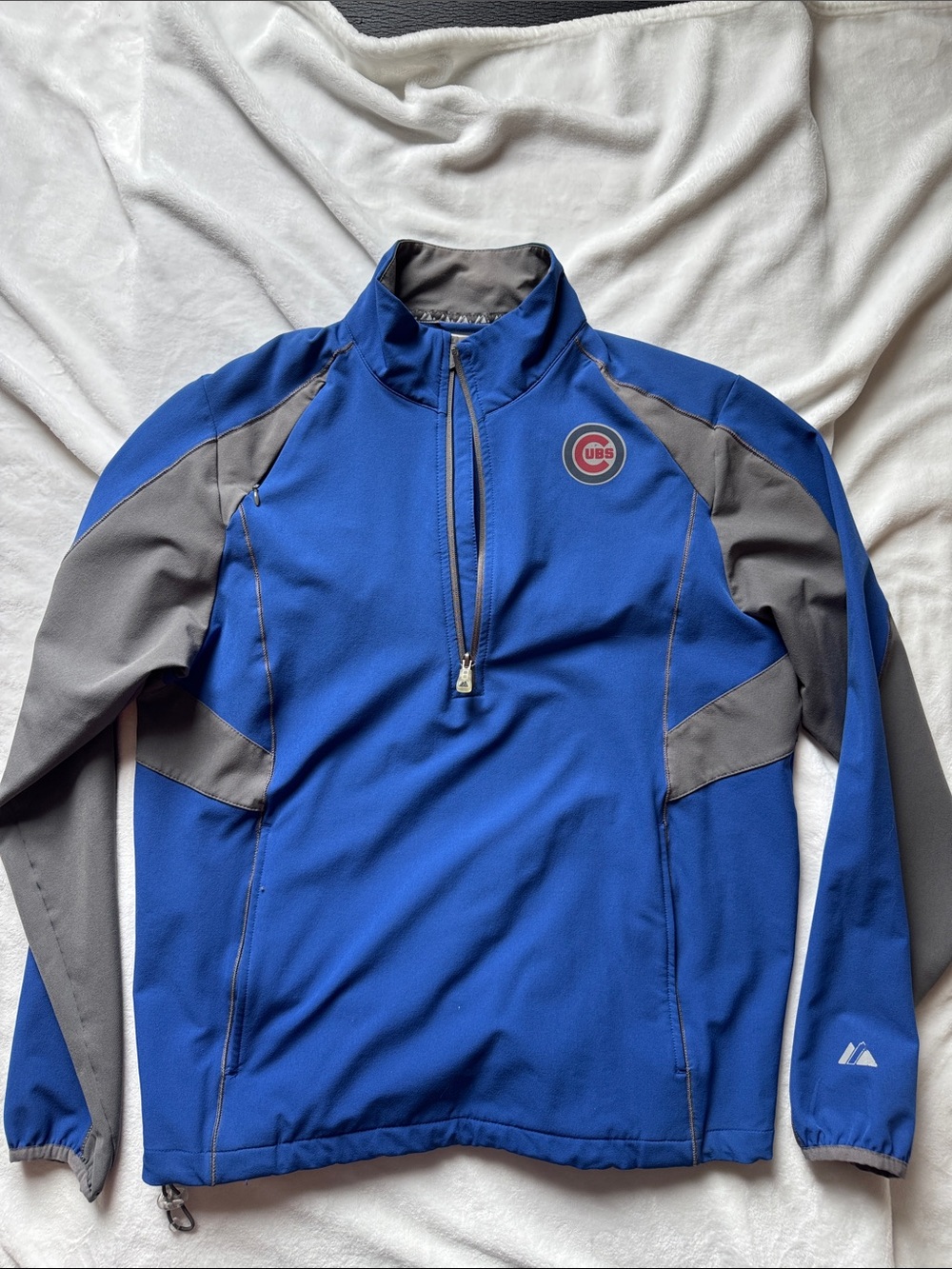 Chicago Cubs Majestic Blue & Gray Quarter-Zip Performance Jacket